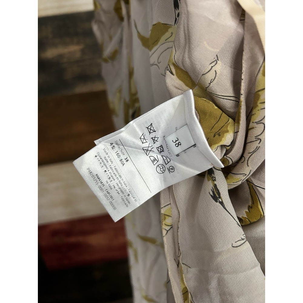 Valentino Dress Silk SS2022 Bird Floral Drape Dress MIDI Tank Beige Size 38 - Picture 11 of 11